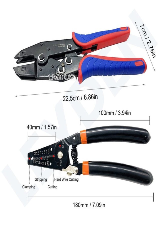 LEYDEN® VX-9CQK, 7 PCS. Quick Change Crimping Tool Kit With Box Multifunction Ratcheting Wire Stripper Cable Terminal Crimper Pliers For MC4, Ferrule, (VX-9CQK) - Image 5